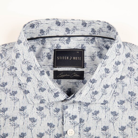 Stitch Note Long Sleeve Floral Print Shirt - Lt Blue - Picture 2 of 4